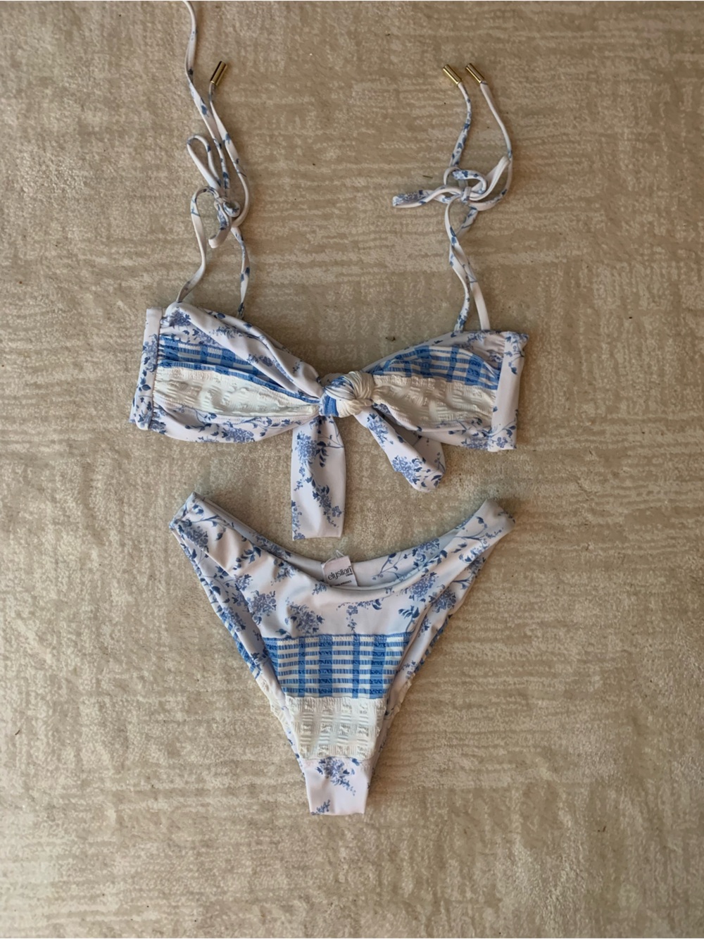 Elysiian Swim Reversible Floral Tie Top FULL Bikini
